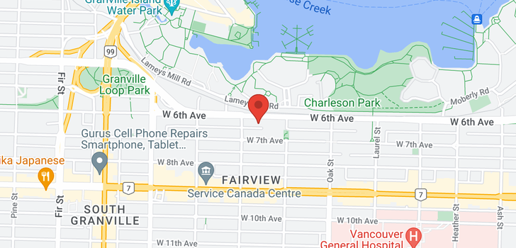 map of 307 1166 W 6TH AVENUE